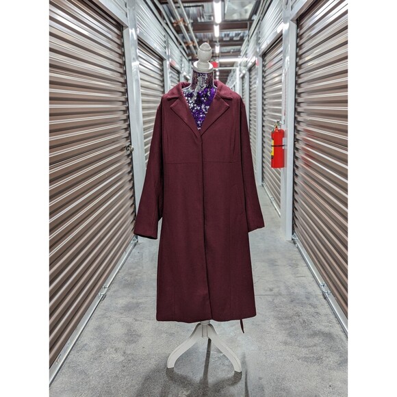 Torrid NWT 3X Burgundy Long Wool Blend Button Front Pea Coat Trench Winter Cold - Picture 3 of 12